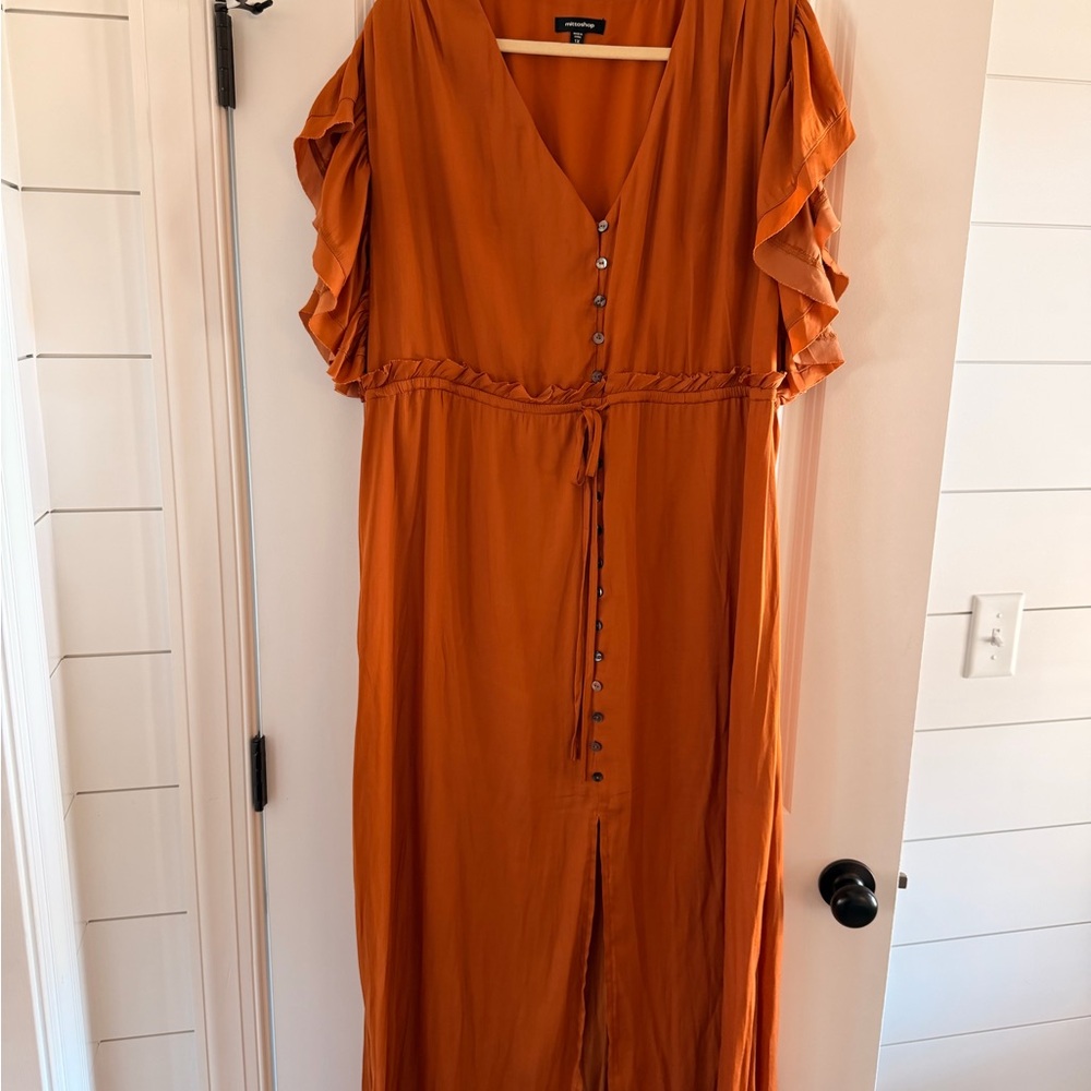 Mittoshop Terracotta Ruffle Sleeve Maxi Dress